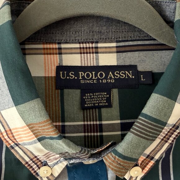 U.S. Polo Assn. Long Sleeve Plaid Cotton Dress Button Down Shirt - Picture 5 of 6